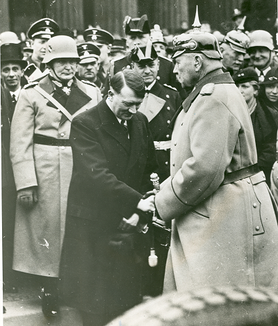 Chancellor Hitler greets Hindenburg