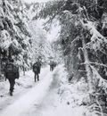 Soldiers on a forest road