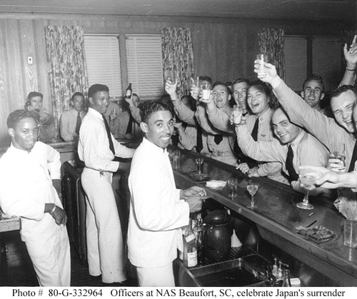 Pilots at the Naval Air Station in Beaufort, South Carolina, toast