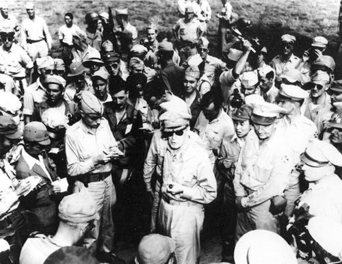 Douglas MacArthur lands at the Atsugi air base near Yokohama