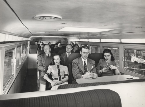 Passengers on a Greyhound bus