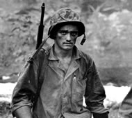 An exhausted American soldier in Saipan, 1944