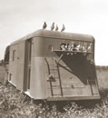 Pigeons in a mobile loft during training in the Carolinas (National Archives)